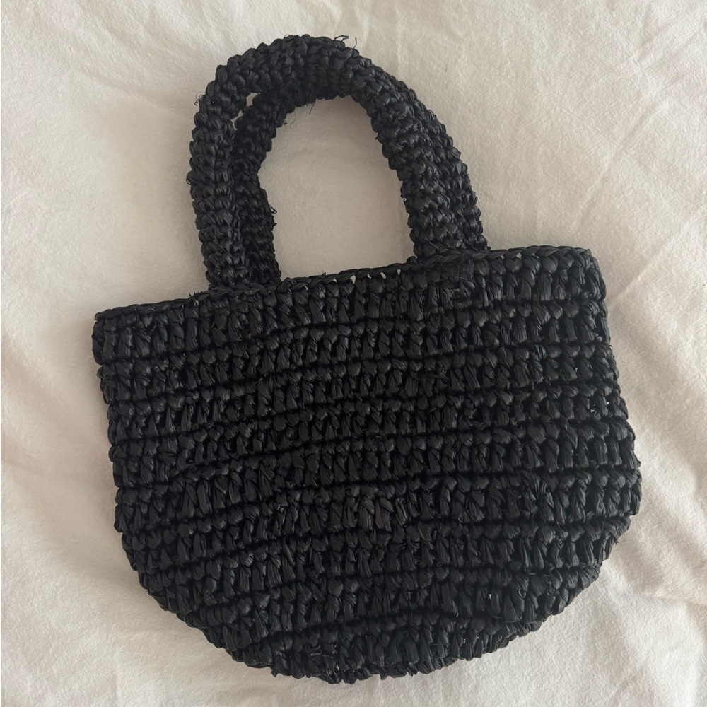 Jenni Kayne NWOT Black Woven Raffia Bag